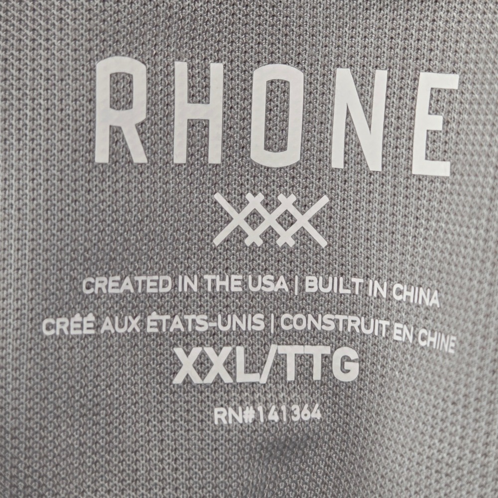 Rhone‎ Polo Shirt Men's XXL Gray Performance Stretch Golf Athletic Casual SS
